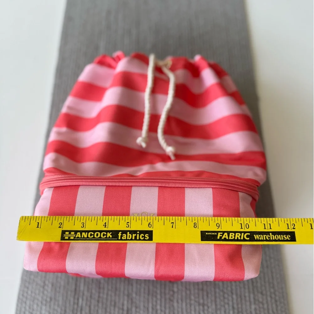 Victoria’s Secret Pink Coral Striped Drawstring Cooler Backpack NEW